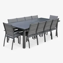Set tavolo da giardino allungabile con 10 sedie