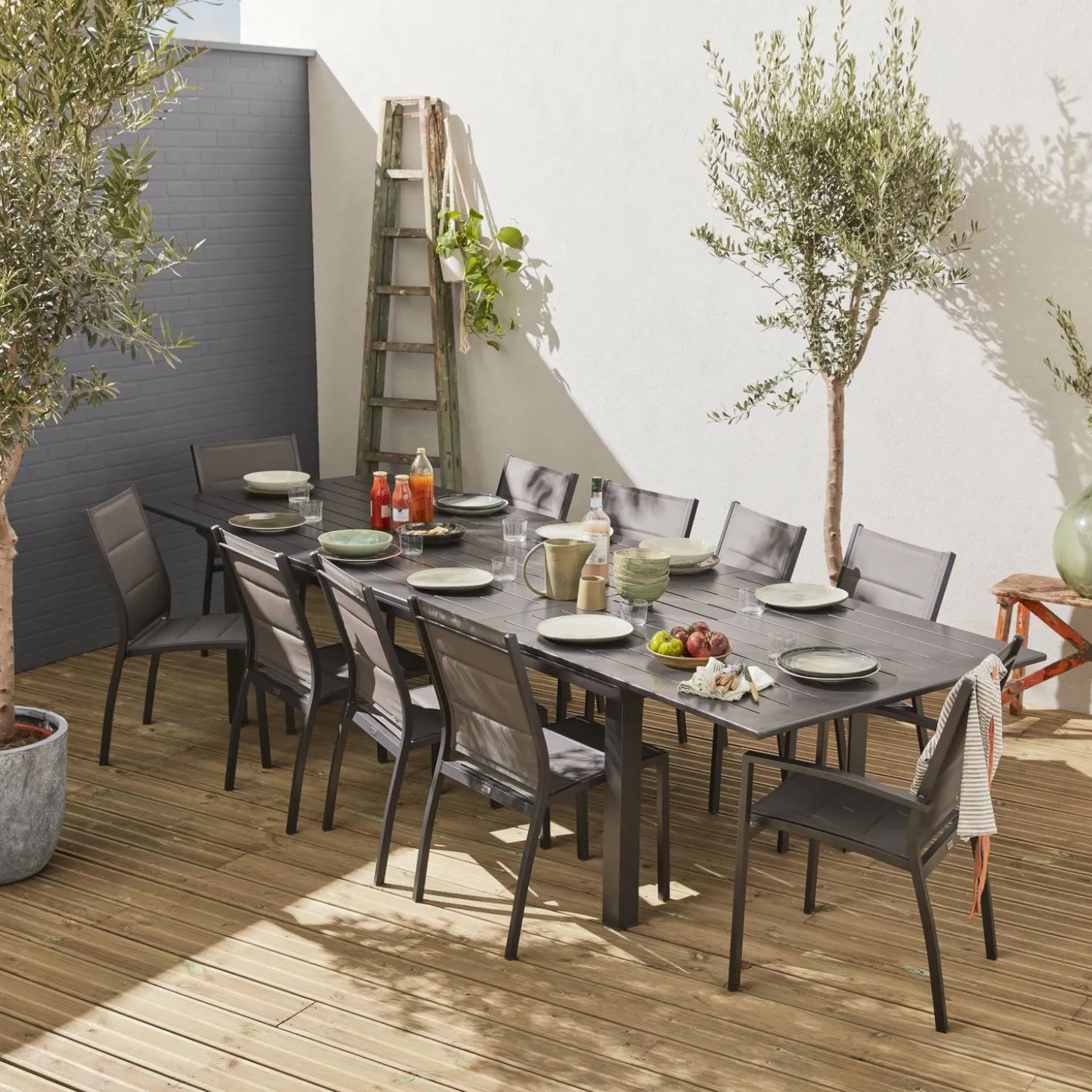 Set tavolo da giardino allungabile con 10 sedie