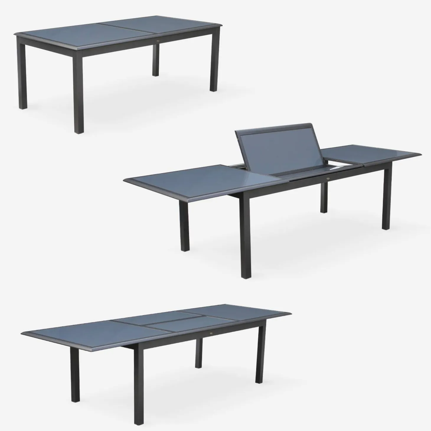 Set tavolo da giardino allungabile in alluminio con 8 sedie