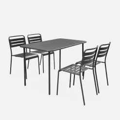 Set tavolo da giardino bistrot in metallo con 4 sedie, 120cm