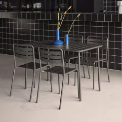 Set tavolo da giardino bistrot in metallo con 4 sedie, 120cm