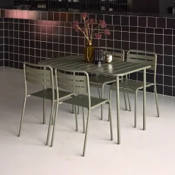 Set tavolo da giardino bistrot in metallo con 4 sedie, 120cm