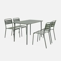 Set tavolo da giardino bistrot in metallo con 4 sedie, 120cm