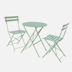 Set tavolo da giardino bistrot pieghevole in acciaio con 2 sedie, Ø60cm