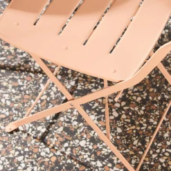 Set tavolo da giardino bistrot pieghevole rotondo in acciaio con 2 sedie