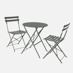 Set tavolo da giardino bistrot pieghevole in acciaio con 2 sedie, Ø60cm