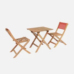 Set tavolo da giardino bistrot per bambini in legno di acacia con 2 sedie