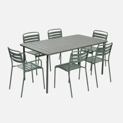 Set tavolo da giardino in acciaio con 2 poltrone e 4 sedie