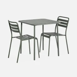 Set tavolo da giardino in acciaio con 2 sedie, 70cm
