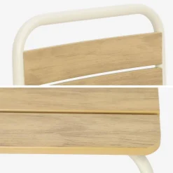 Set tavolo da giardino per bambini in acciaio e decorazione in legno con 4 sedie
