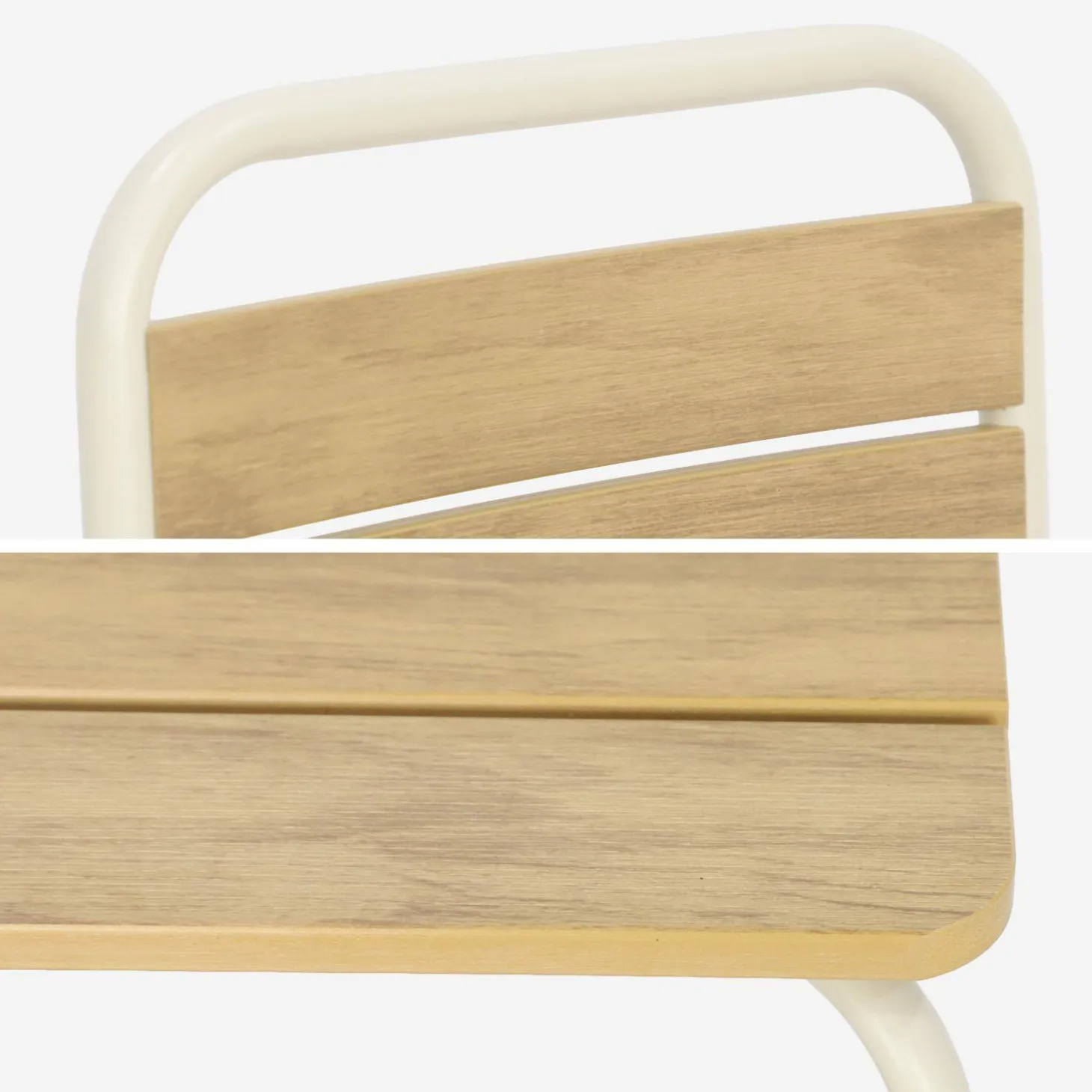 Set tavolo da giardino per bambini in acciaio e decorazione in legno con 4 sedie