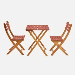 Set tavolo da giardino pieghevole in legno di acacia con 2 sedie