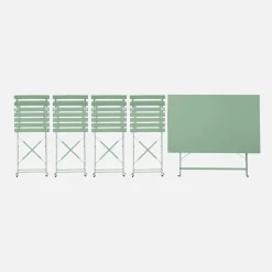 Set tavolo da giardino pieghevole in acciaio con 4 sedie, 110cm