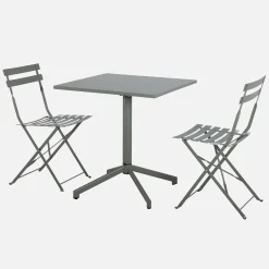 Set tavolo da giardino pieghevole in metallo con 2 sedie