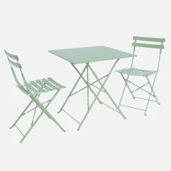 Set tavolo da giardino pieghevole in acciaio con 2 sedie, 70cm