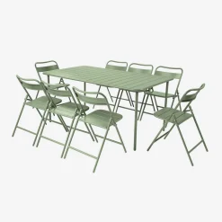 Set tavolo da giardino pieghevole in acciaio con 8 sedie, 160cm