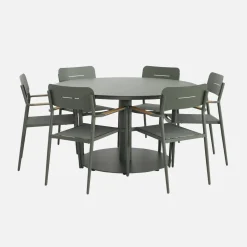 Set tavolo da giardino rotondo in alluminio con 6 sedie