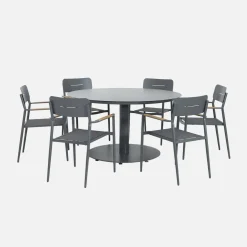Set tavolo da giardino rotondo in alluminio con 6 sedie