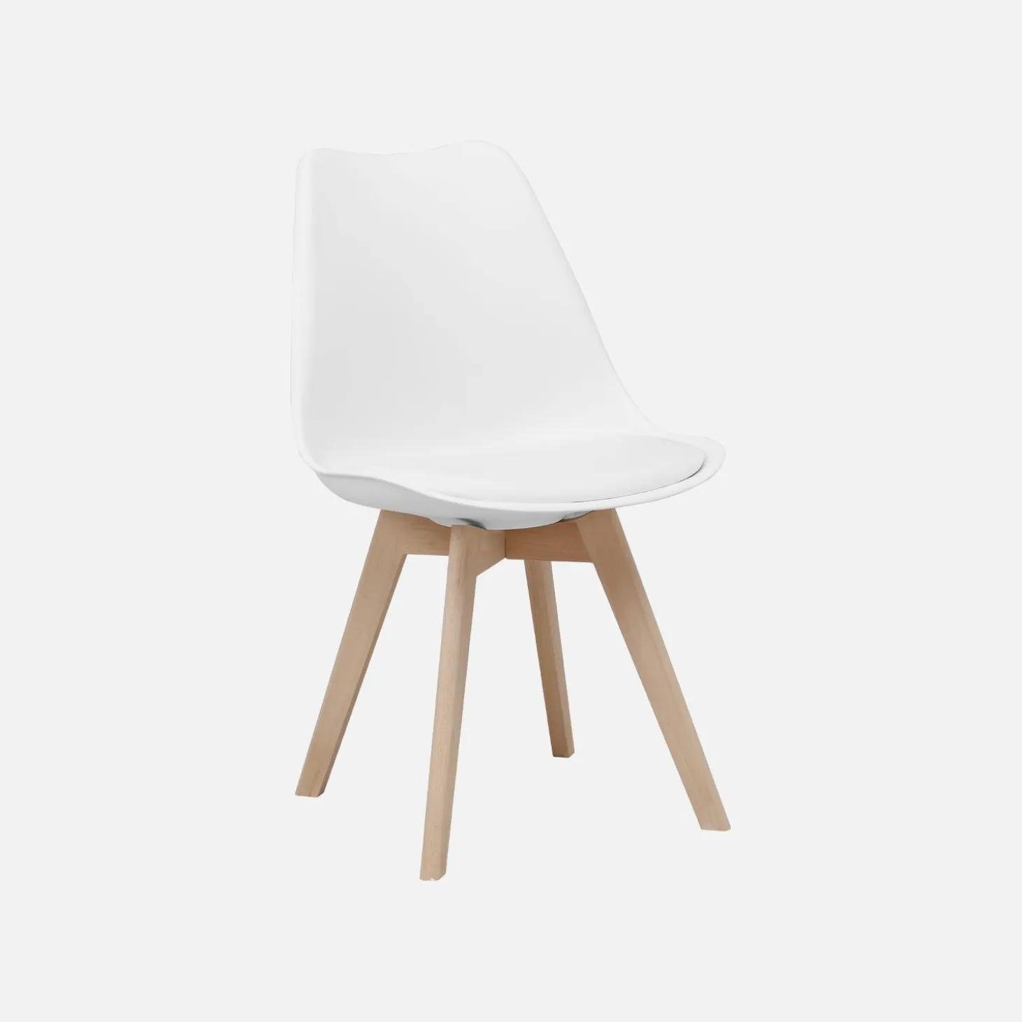 Set tavolo e 4 sedie da pranzo scandinavo con gambe in legno, 120x80cm