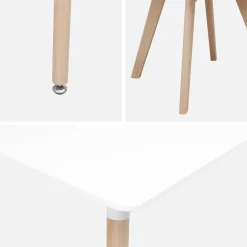 Set tavolo e 4 sedie da pranzo scandinavo con gambe in legno, 120x80cm