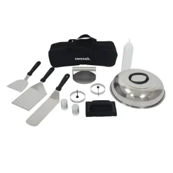 Set 11 utensili per barbecue, piastra di cottura e braciere