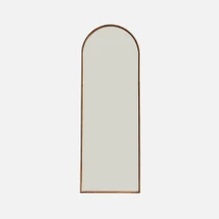 Specchio da terra ad arco in legno di hevea con base in acciaio, 170 cm