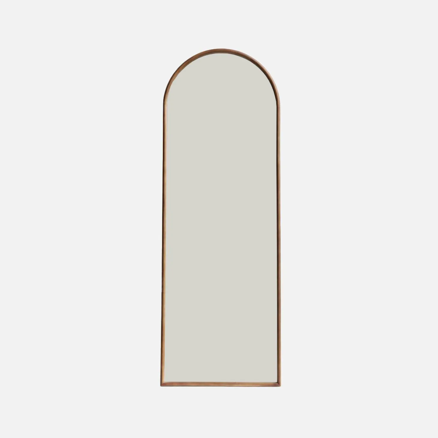 Specchio da terra ad arco in legno di hevea con base in acciaio, 170 cm