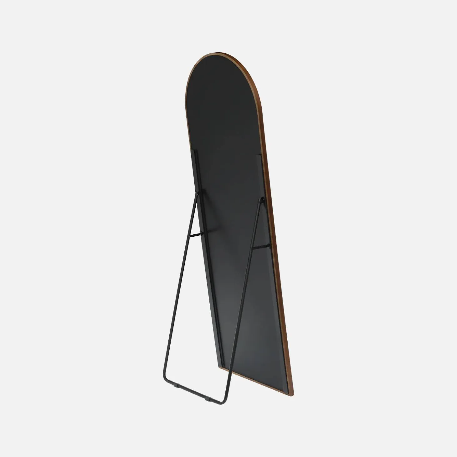 Specchio da terra ad arco in legno di hevea con base in acciaio, 170 cm