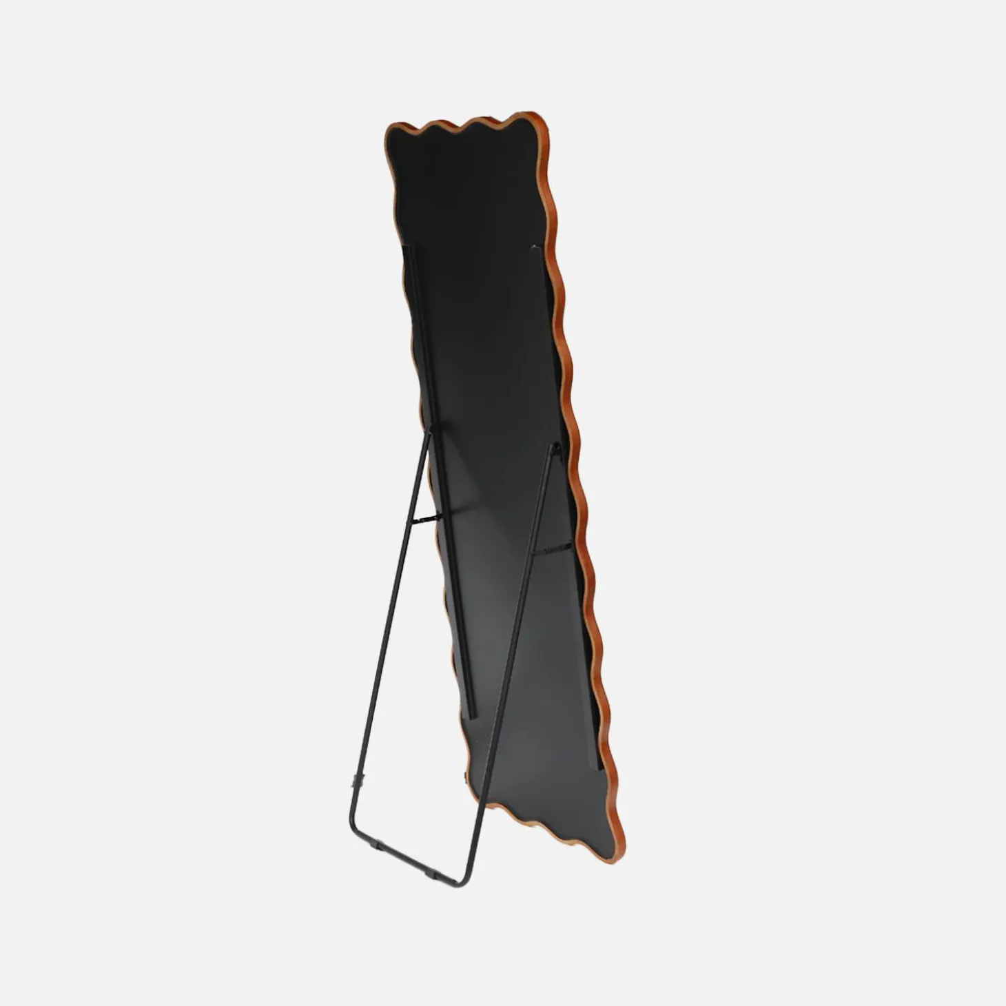 Specchio da terra in legno di hevea dal design organico con base in acciaio, 172 cm