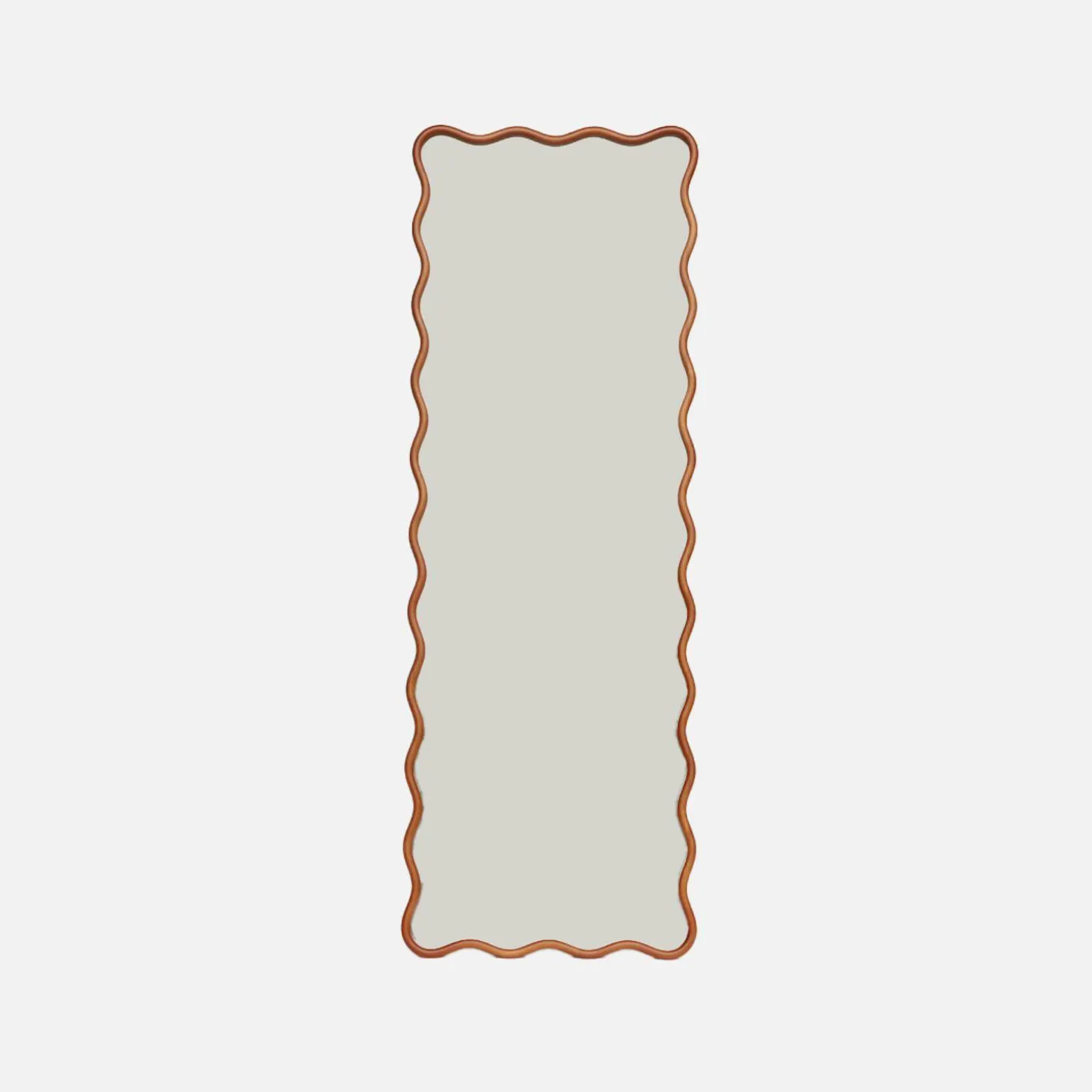 Specchio da terra in legno di hevea dal design organico con base in acciaio, 172 cm