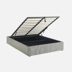 Struttura letto con contenitore e rete a doghe 140x190cm, imbottita coste fini