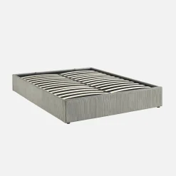 Struttura letto con contenitore e rete a doghe 160x200cm, imbottita coste fini
