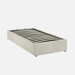 Struttura letto con contenitore e rete a doghe 90x190cm, imbottita coste fini
