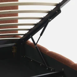 Struttura letto con contenitore e testiera 140cmx190cm, imbottita bouclé