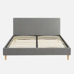 Struttura letto con rete a doghe e testiera 160x200cm, tessuto semplice