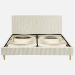 Struttura letto con rete a doghe e testiera 160x200cm, velluto a coste grosse