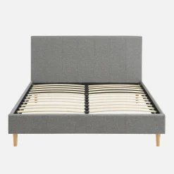 Struttura letto con rete a doghe e testiera 140x190cm, tessuto semplice