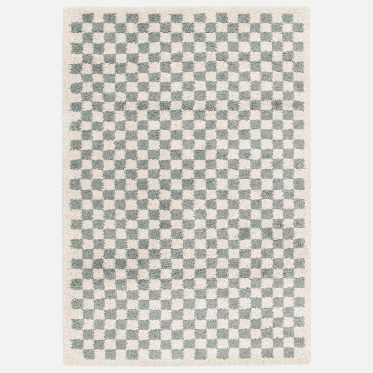 Tappeto a scacchiera di colore azzurro e crema