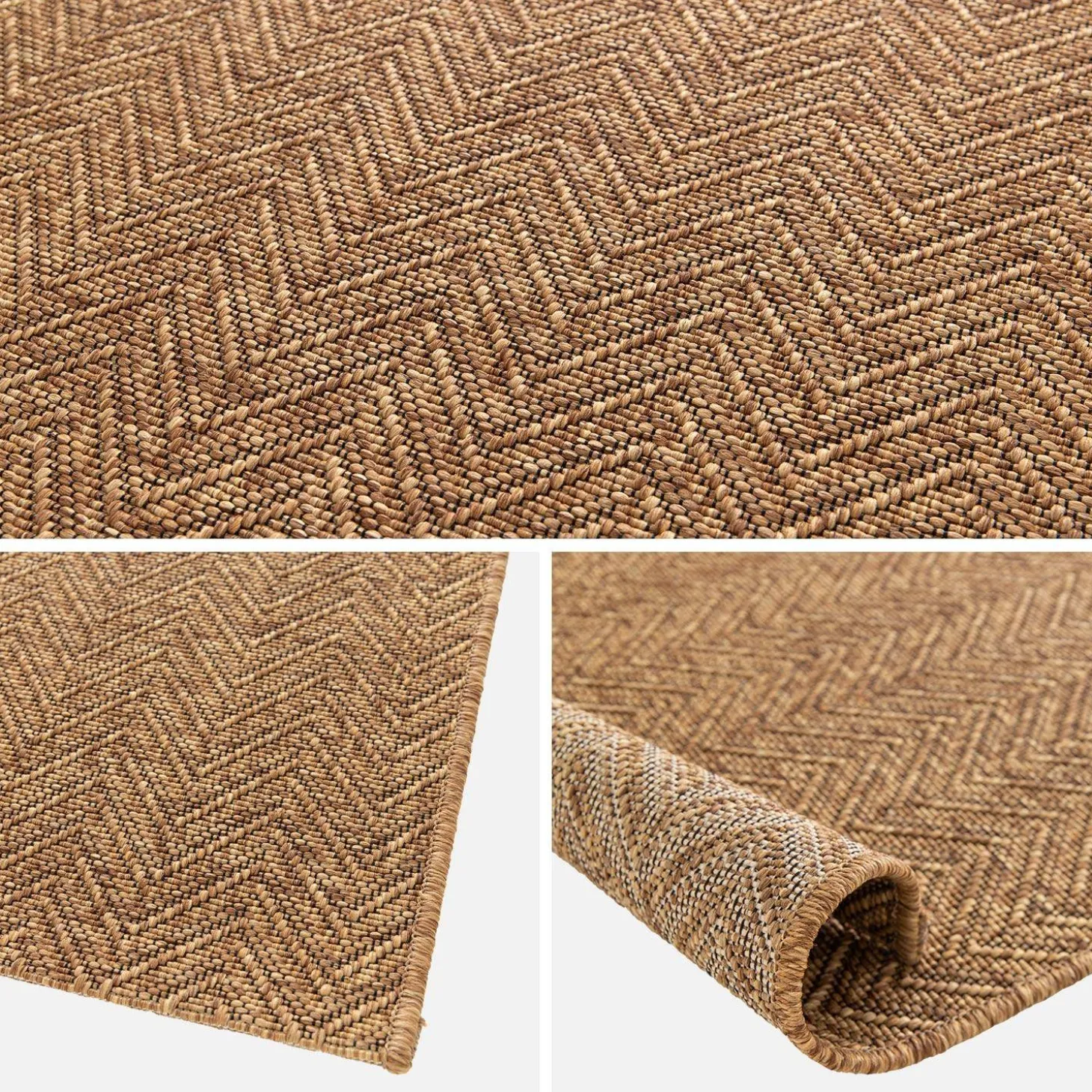 Tappeto effetto juta per interni/esterni in caramello
