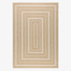 Tappeto interno/esterno effetto iuta beige con motivi