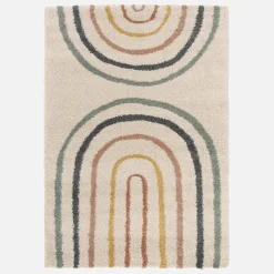 Tappeto per bambini con arcobaleno, tappeto per interni color crema e multicolore