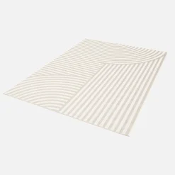 Tappeto per interni/esterni, motivo ad arco beige, poliestere riciclato