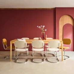 Tavola da pranzo rettangolare in legno di hevea, 8 posti