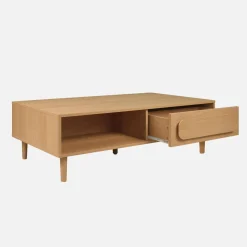 Tavolino basso vintage effetto legno 1 cassetto