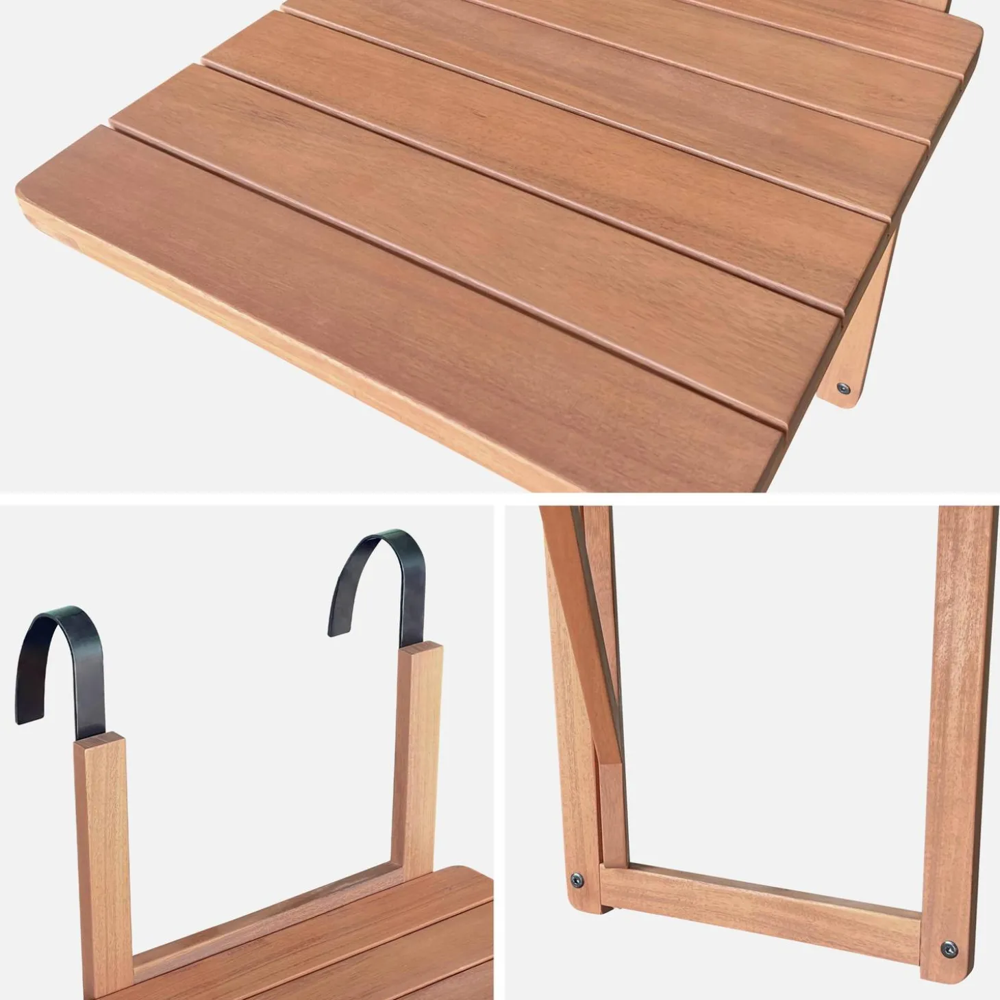 Tavolino in legno di acacia pieghevole quadrato, 40x40cm