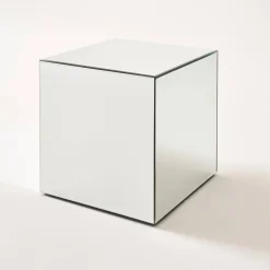 Tavolino, lato del divano, cubo a specchio 35cm