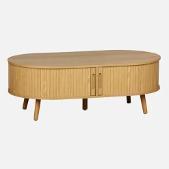 Tavolino scandinavo effetto legno scanalato 2 ante scorrevoli