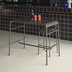 Tavolo alto da giardino in acciaio, 4 posti, 120cm