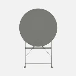 Tavolo da giardino bistrot pieghevole in acciaio, 2 posti, Ø60cm