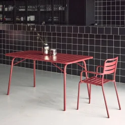 Tavolo da giardino pieghevole in metallo 6 posti, 140cm
